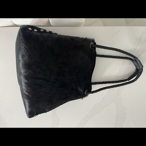 Adorable black suede and fur/hair shoulder bag